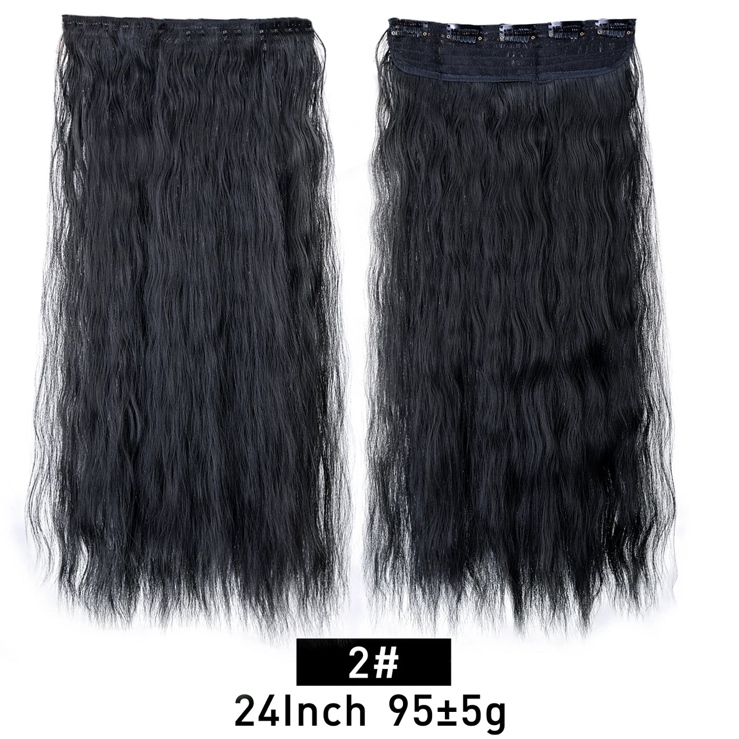 Synthetic Long Wavy 5 Clip in Hair Extensions 22Inch Synthetic Fiber Heat Resistant Hairpiece Black Pink False Hair Daily Use