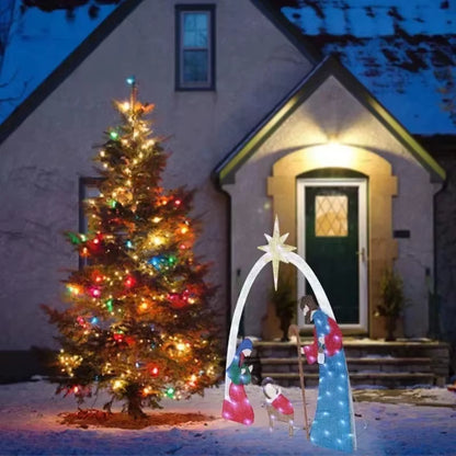 2024 New Waterproof with Light Nativity Scene 5.5FT Outdoor Lighted Nativity Scene Christmas Decoration Easter Yard Decoration