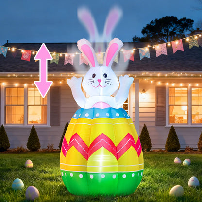 4 FT Inflatable Easter Bunny in the Egg Automatic up and Down, Outdoor Blow up Rabbit Yard Decorations Built-In LED Lights, Indoor Yard Party Lawn Garden Holiday Decor