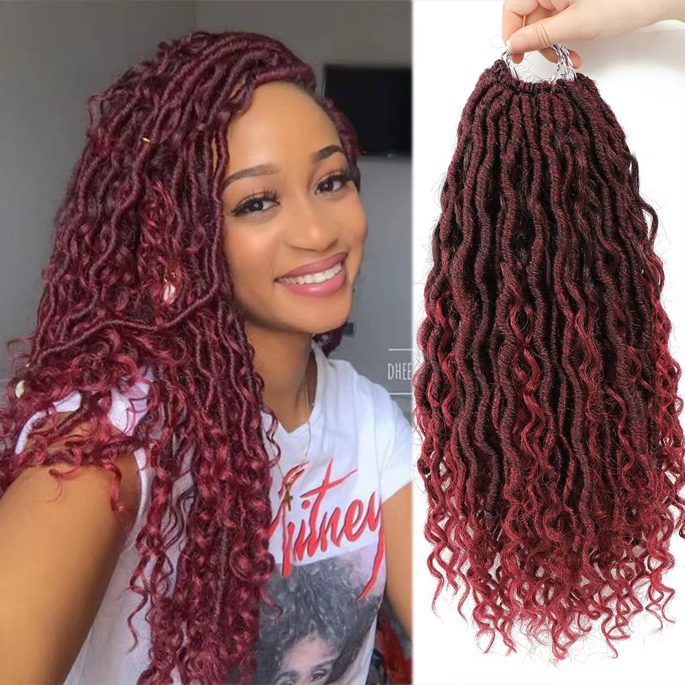 Synthetic Crochet Braids Hair Passion Twist River Goddess Braiding Hair Extension Ombre Brown Faux Locs with Curly Hair X-TRESS