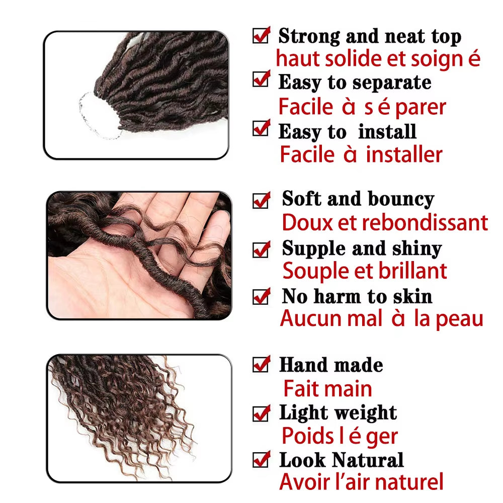 Synthetic Crochet Braids Hair Passion Twist River Goddess Braiding Hair Extension Ombre Brown Faux Locs with Curly Hair X-TRESS