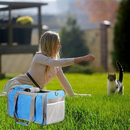 Pet Cat Handbag Outing Carrying Bag Shoulder Cross Dog Teddy Bichon Small Dog Wagon Bag With Two Feeding Bowls