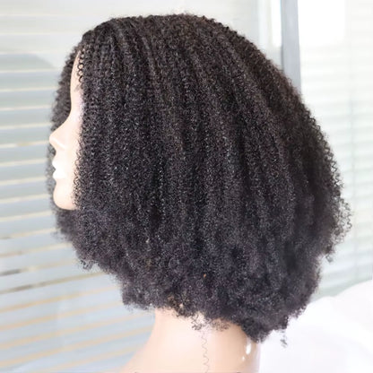 Natural Black #1B Jet Black #1 Tight 4C Afro Kinky Curly Virgin Remy Brazilian 100% Human Hair V U Part Machine Wig Black Women
