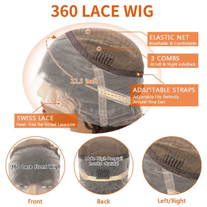 HD 360 Lace Front Wigs Human Hair Pre Plucked Full Lace Wigs for Black Women Human Hair Frontal Wig Human Hair 180 Density Deep Wave 18 Inch 360 Wig Full Lace 360 Wig