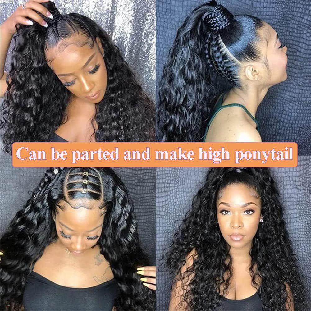 HD 360 Lace Front Wigs Human Hair Pre Plucked Full Lace Wigs for Black Women Human Hair Frontal Wig Human Hair 180 Density Deep Wave 18 Inch 360 Wig Full Lace 360 Wig