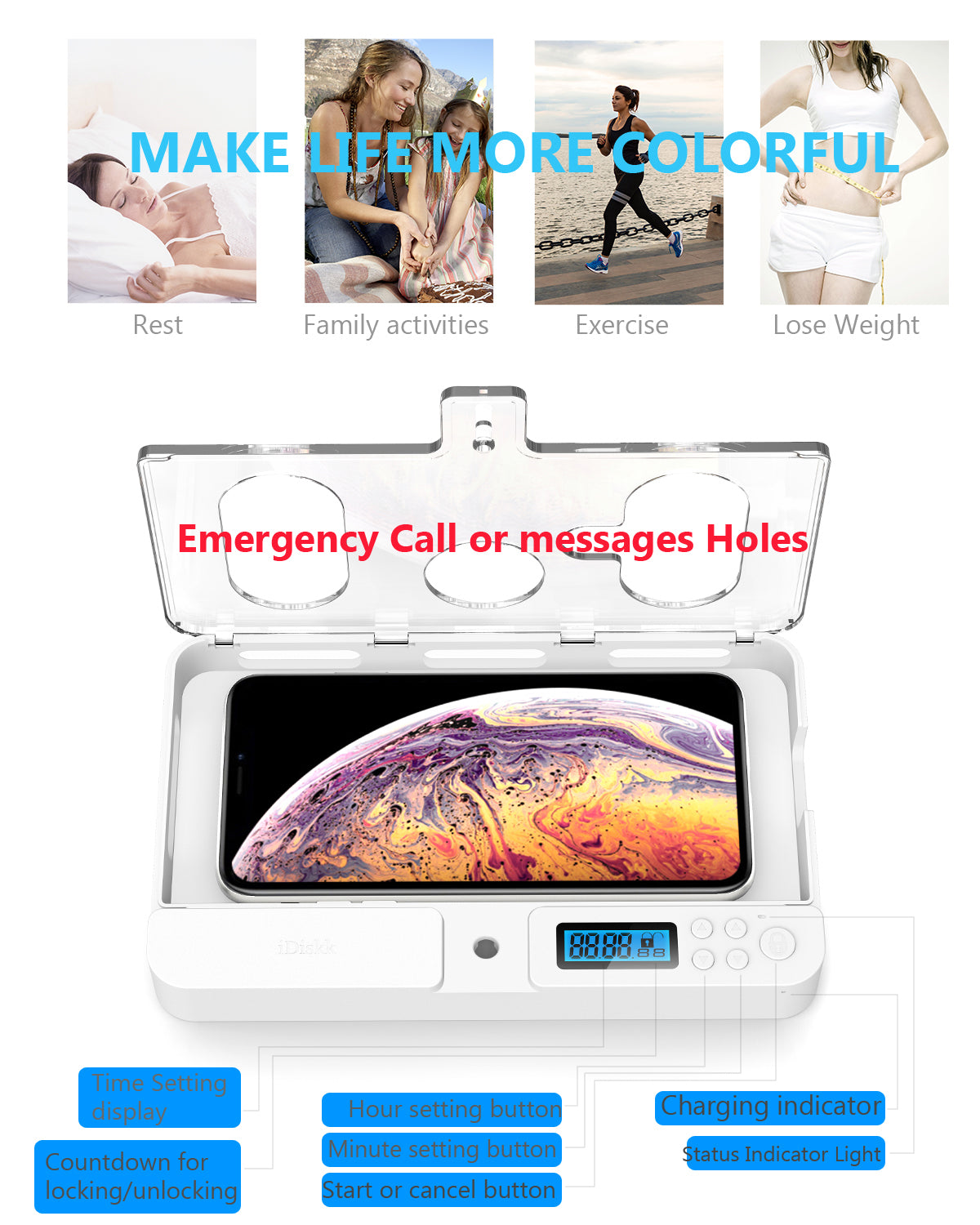 Portable Phone Lock Box With Timer For IPhone And Android Phones, Self-Control Timed Phone Jail Locker To Help Kids,Students, Adults Focus Back, Unplug From Phones Boost Your Mental Wellness