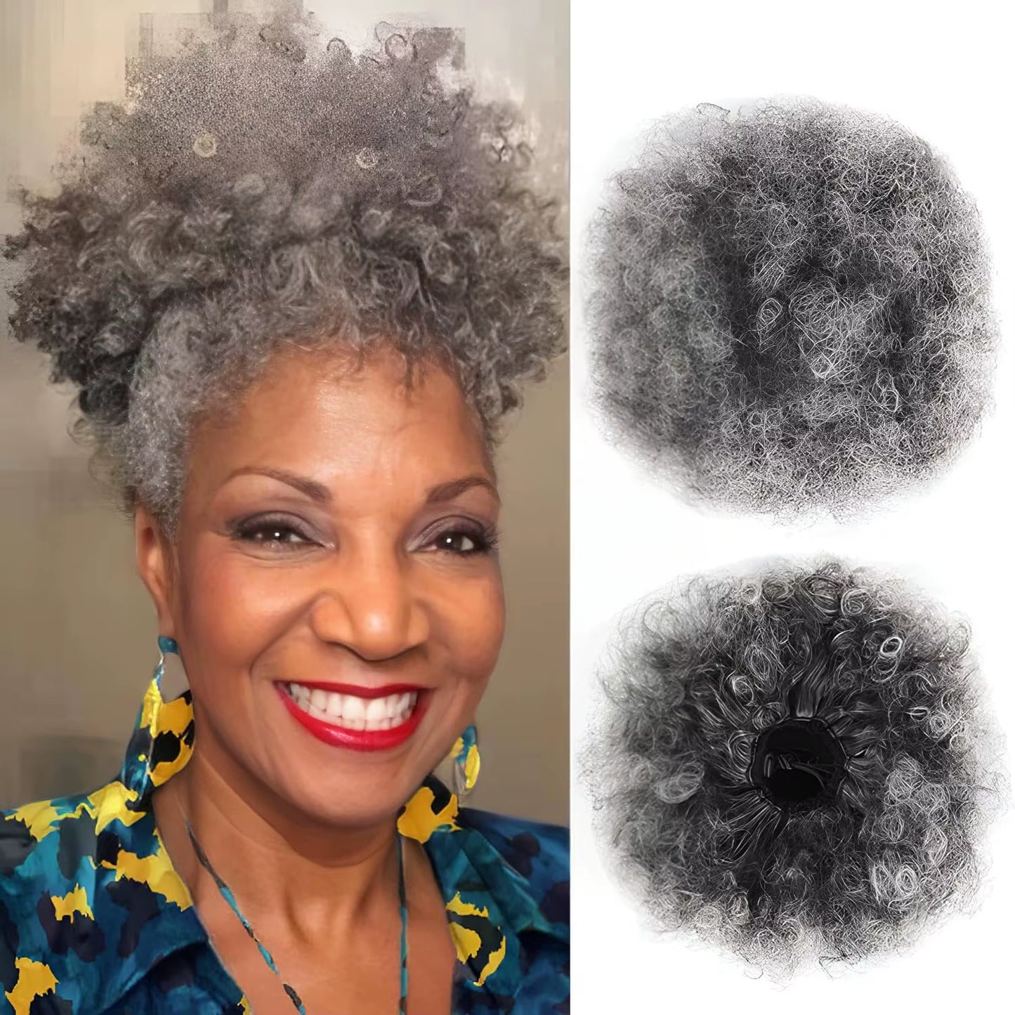 Synthetic Large Afro Puff Drawstring Ponytail Kinky Curly Hair Bun Piece with Clips in Updo Extensions for Black Women