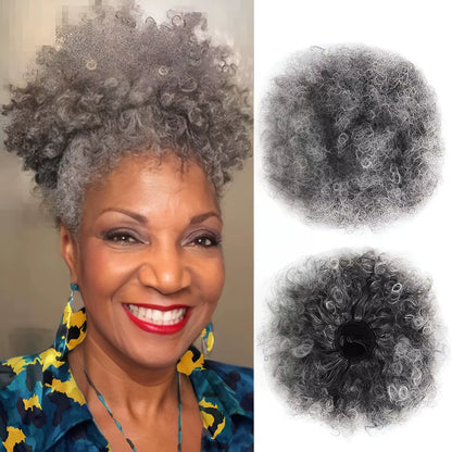 Synthetic Large Afro Puff Drawstring Ponytail Kinky Curly Hair Bun Piece with Clips in Updo Extensions for Black Women