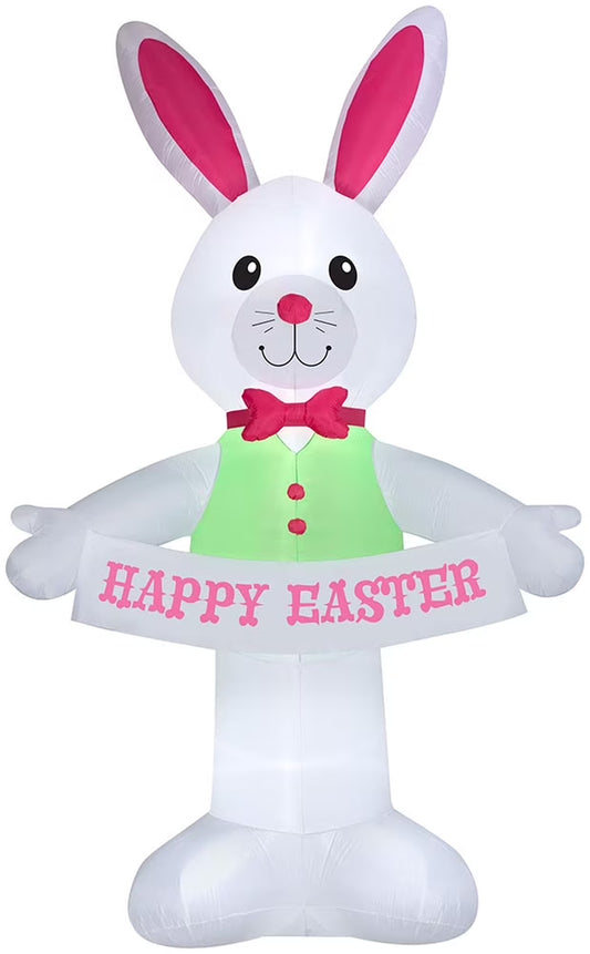 12.5'  Airblown Inflatable Giant Easter Bunny W/ Happy Easter Banner Yard Decoration