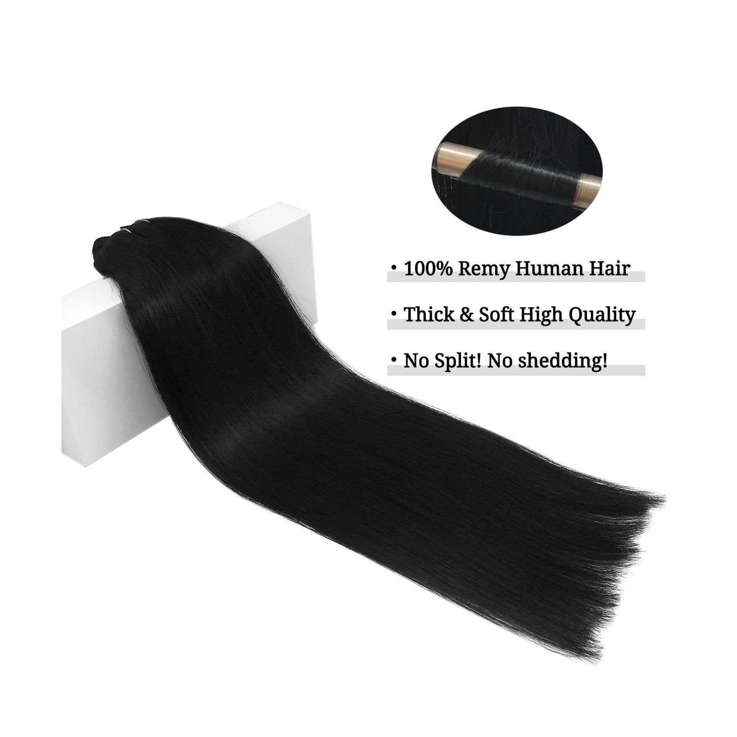 DOORES Hair Extensions Real Human Hair, Jet Black 150G 9Pcs 18 Inch, Clip in ...