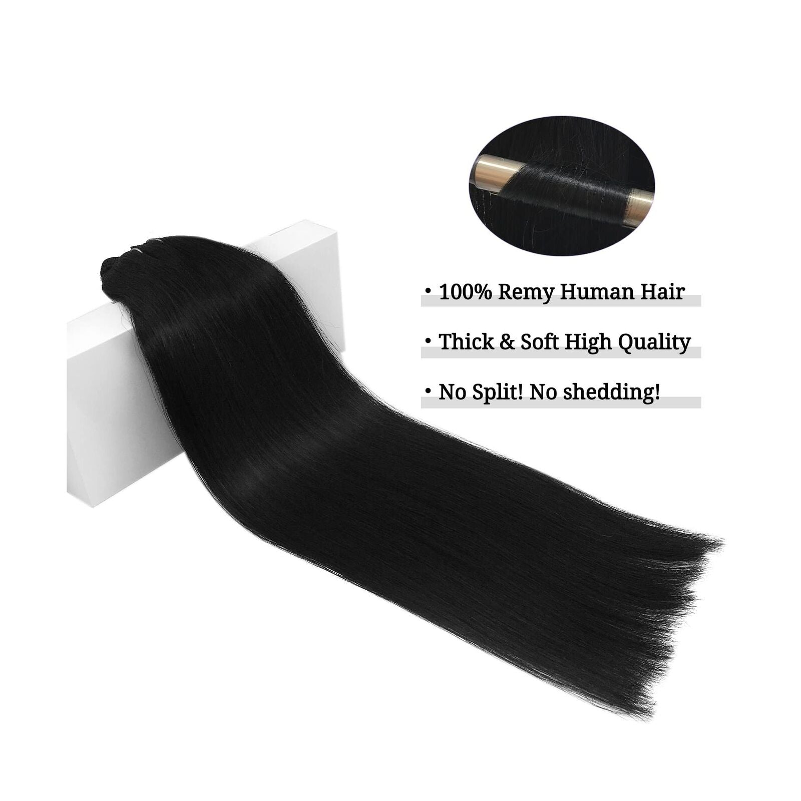 DOORES Hair Extensions Real Human Hair, Jet Black 150G 9Pcs 18 Inch, Clip in ...