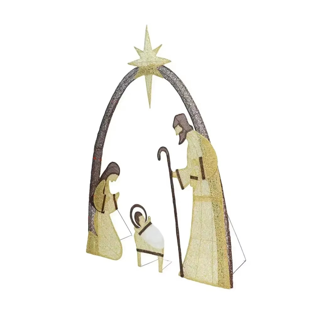 2024 New Waterproof with Light Nativity Scene 5.5FT Outdoor Lighted Nativity Scene Christmas Decoration Easter Yard Decoration