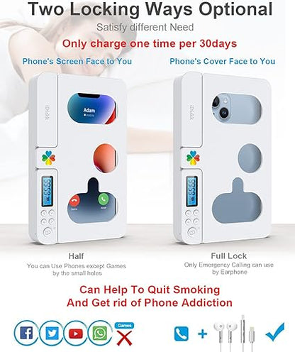 Portable Phone Lock Box With Timer For IPhone And Android Phones, Self-Control Timed Phone Jail Locker To Help Kids,Students, Adults Focus Back, Unplug From Phones Boost Your Mental Wellness