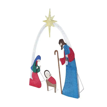 2024 New Waterproof with Light Nativity Scene 5.5FT Outdoor Lighted Nativity Scene Christmas Decoration Easter Yard Decoration