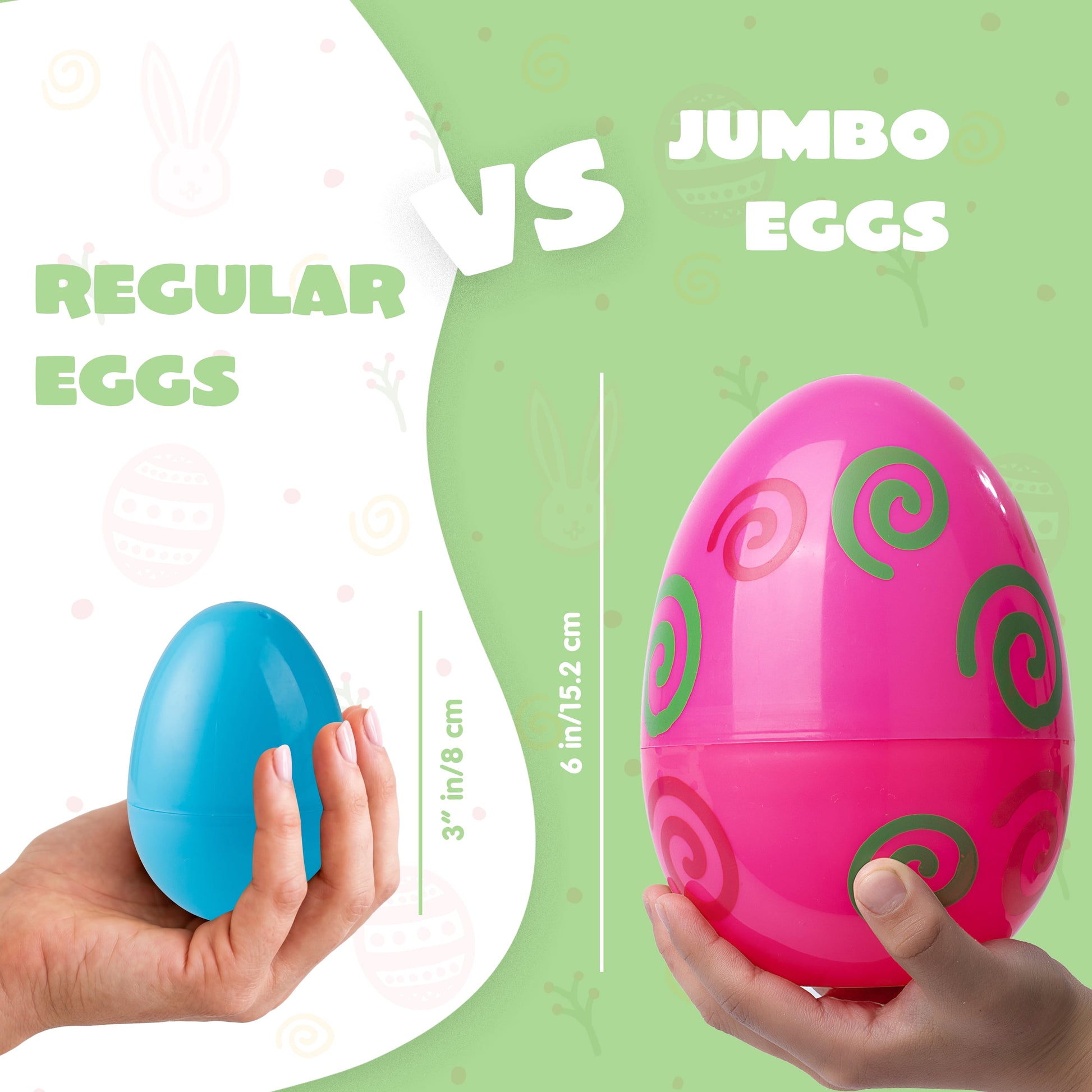 12 Pcs Large Printed Easter Eggs, 6" Jumbo Plastic Empty Fillable for Easter Egg Hunt, Basket Stuffers/Fillers, Filling Treats, Party Favors Supplies, Classroom Prizes