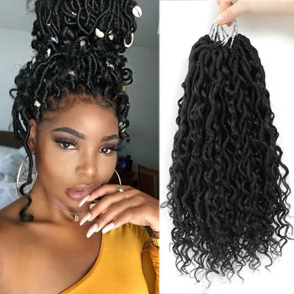 Synthetic Crochet Braids Hair Passion Twist River Goddess Braiding Hair Extension Ombre Brown Faux Locs with Curly Hair X-TRESS