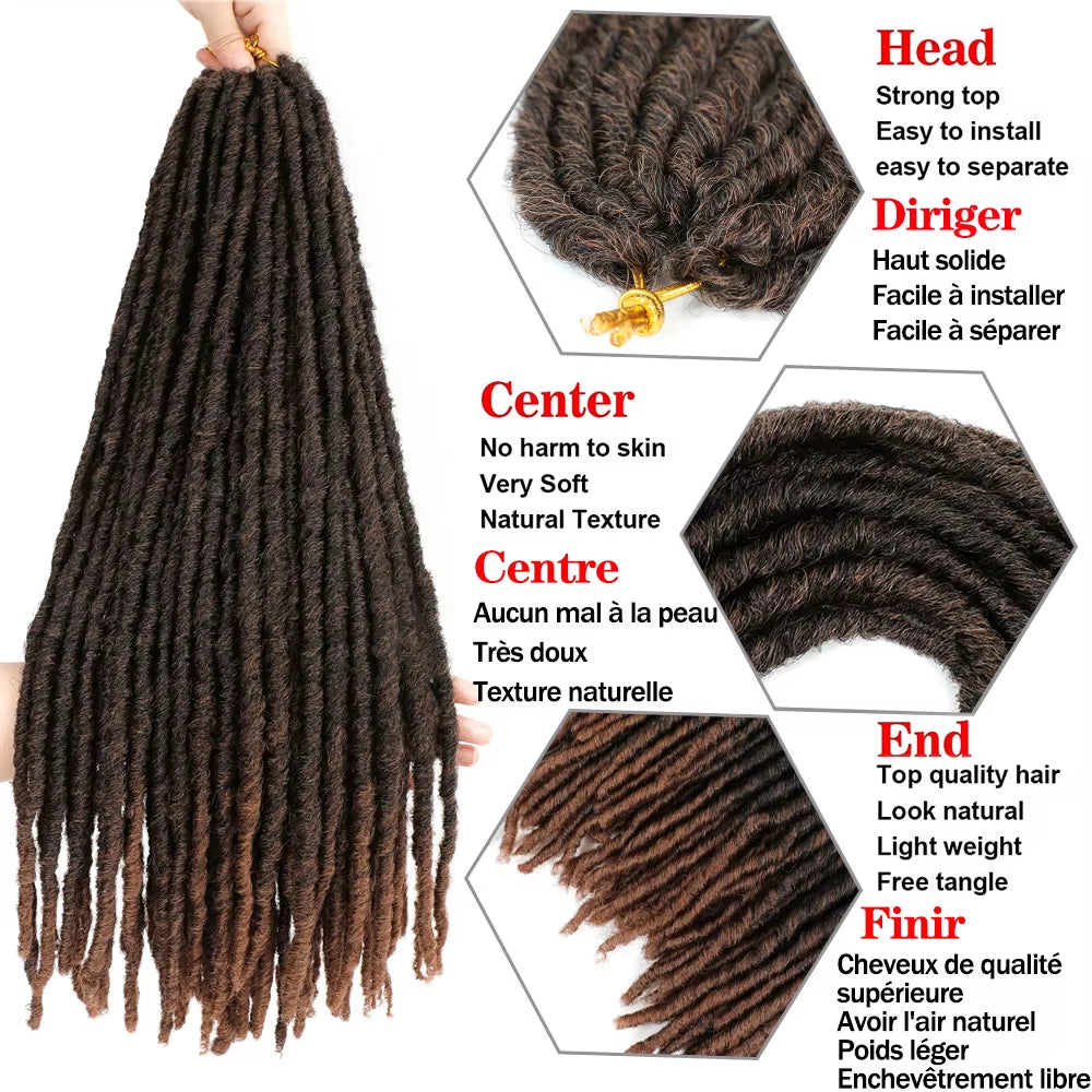 Synthetic Faux Locs Crochet Braids Hair Dreadlocks Knotless Hook Dreads Ombre Color Braiding Hair Extensions for Women X-TRESS