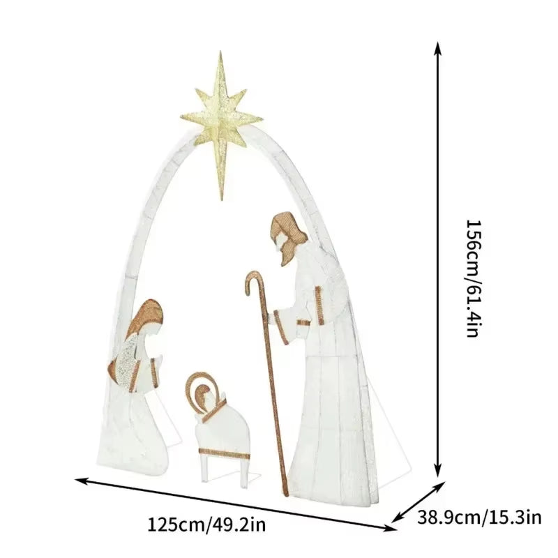 2024 New Waterproof with Light Nativity Scene 5.5FT Outdoor Lighted Nativity Scene Christmas Decoration Easter Yard Decoration
