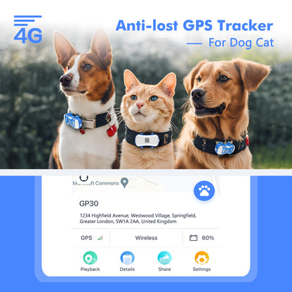 11.5X10.9X4.8 4G Dog Cat GPS Tracker - Waterproof Smart Locator With IOS Android App, Live Tracking & Light Sound Search, Free Trial Included