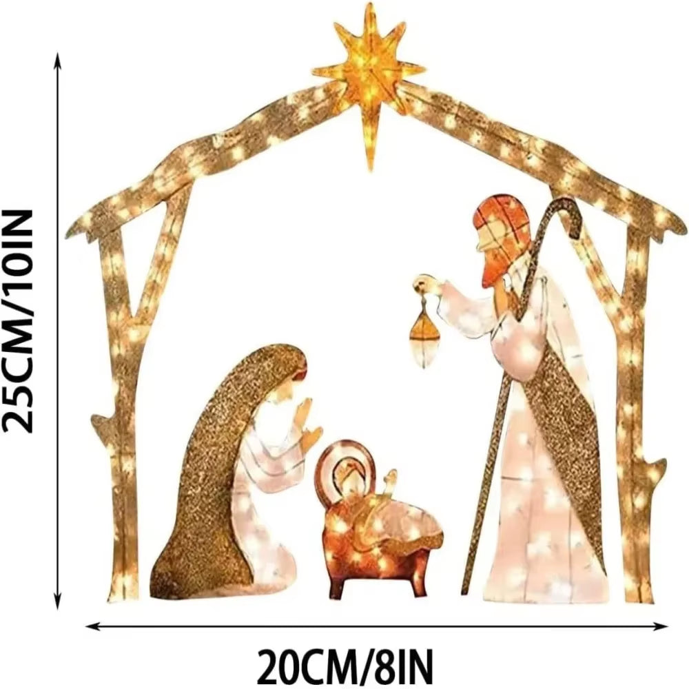 5.5FT Waterproof Outdoor Nativity Scene with Warm LED Lights, Christmas & Easter Yard Lawn Decor