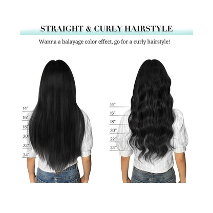 DOORES Hair Extensions Real Human Hair, Jet Black 150G 9Pcs 18 Inch, Clip in ...