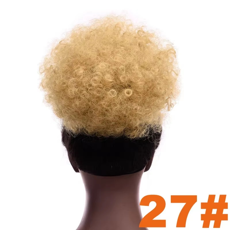 Synthetic Large Afro Puff Drawstring Ponytail Kinky Curly Hair Bun Piece with Clips in Updo Extensions for Black Women