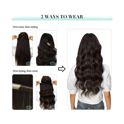 DOORES Hair Extensions Real Human Hair, Jet Black 150G 9Pcs 18 Inch, Clip in ...