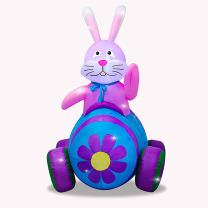 4Ft Easter Inflatables Bunny Decorations with LED Lights，Happy Easter Bunny Blow up Yard Indoor Outdoor Holiday Decor