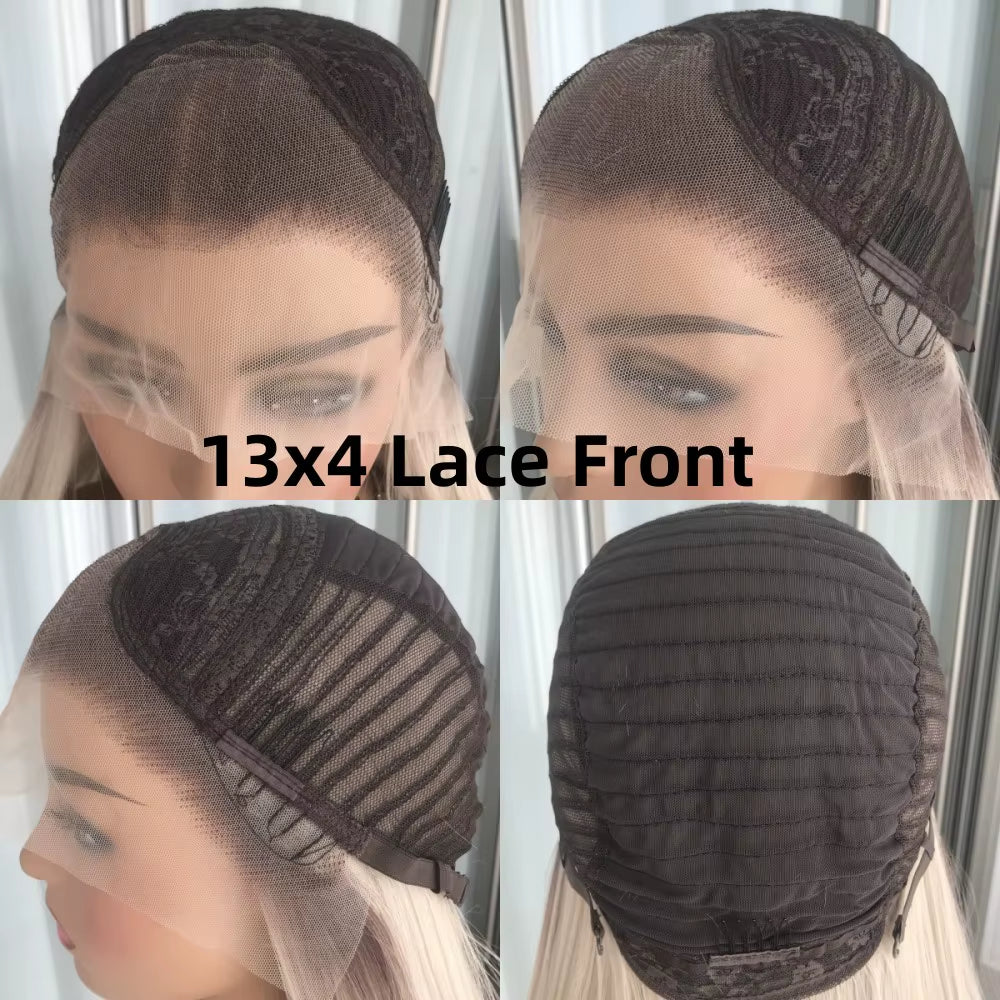 Highlight Brown 13X4 Lace Front Wig Long Straight Synthetic Lace Wigs for Women Middle Part Highlight Blonde Balayage Lace Wig